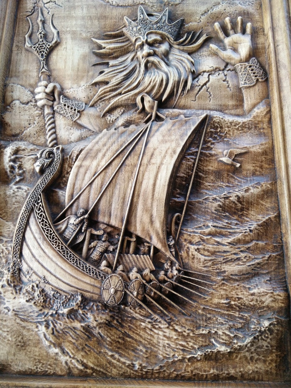 Njord Nj r r Norse God Of Sea And Storms Woodcarving Pagan Etsy