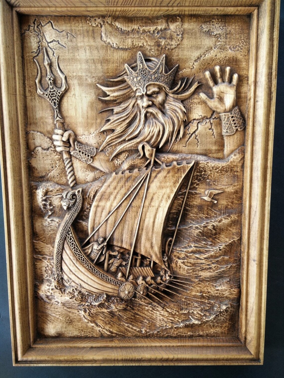 Njord Nj r r Norse God Of Sea And Storms Woodcarving Pagan Etsy