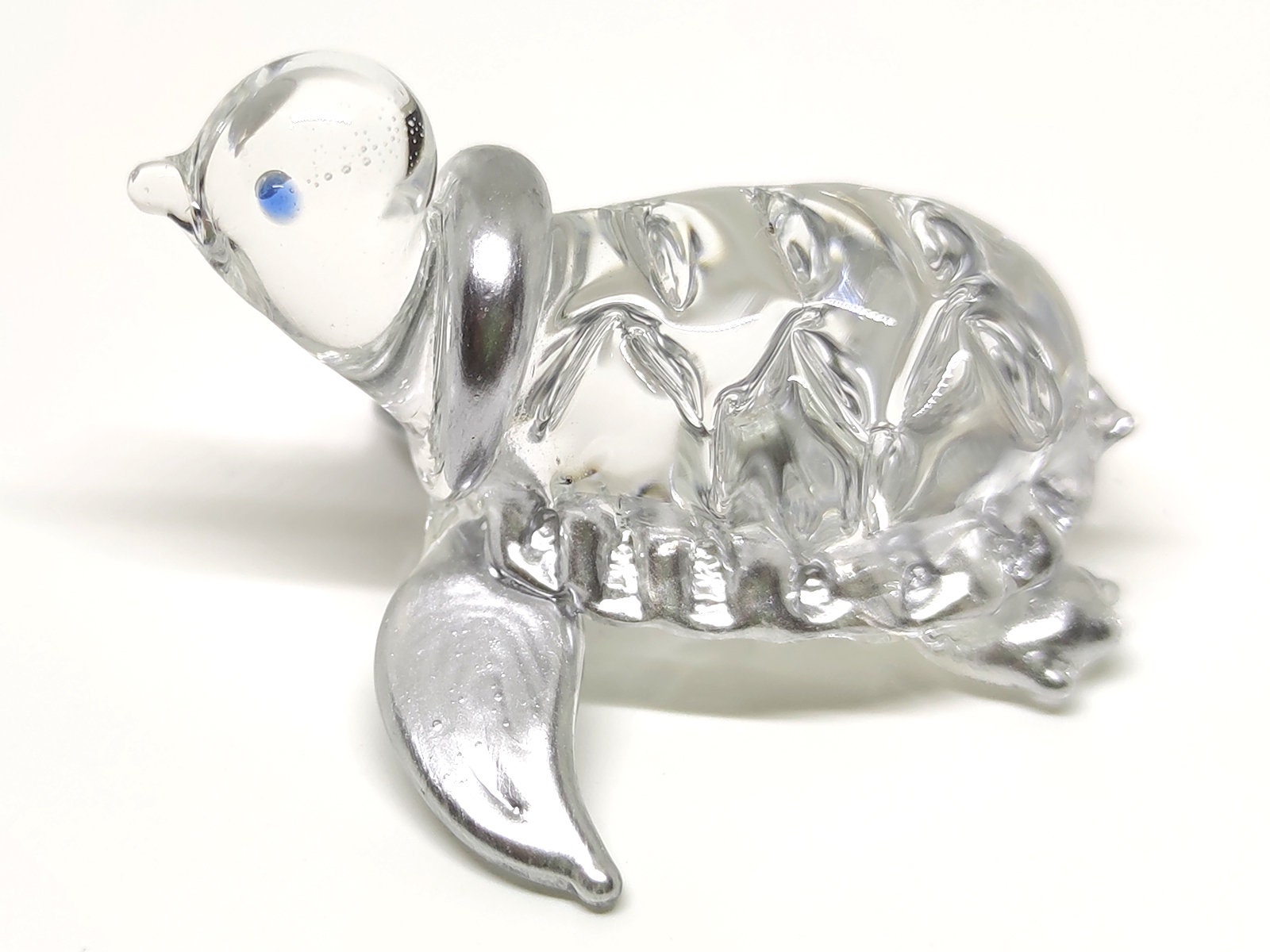 Tortue Mer Figurines Miniatures Animaux Verre Soufflé à La Main Art Cadeau De Collection Décor (Argent Clair) - France