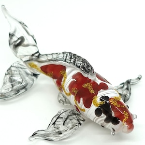 Japanische Koi Karpfen Fische Figuren Tiere Mundgeblasenes Glas Kunst Sammler Geschenk Dekorieren 4 Zoll
