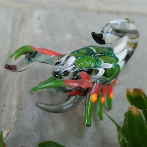 Figurines miniatures scorpion vert blanc peintes à la main en verre soufflé orange vert, animaux d'art, cadeau de collection, décoration d'intérieur