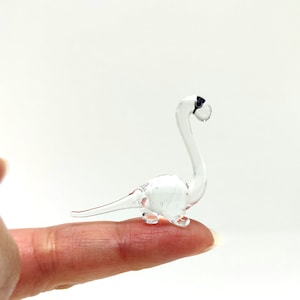 Tiny Micro Crystal Dinosaur Figurines Hand Blown Clear Glass Art Animals Collectible Gift Home Decor