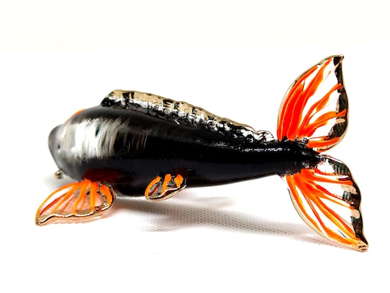 12 Miniature Pesci Koi In Argilla Arancione E Nera - Set Da Collezione In Scala 1:12 - Foto 2
