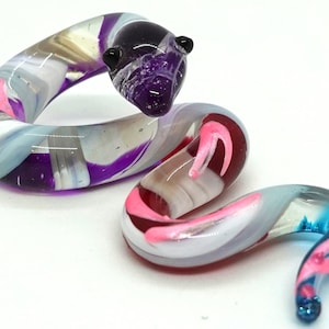 Snake/Cobra Miniature Figurines Animals Hand Blown Glass Art Collectible Gift Home Decorate (Multi-Dark)