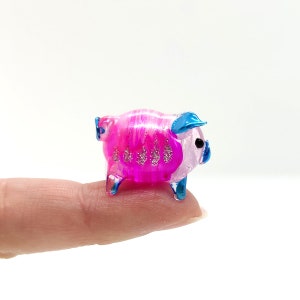 Rare Pig Micro Tiny Figurines Hand Blown Glass Art Sea Animals Collectible Gift Home Decor1 Pink Blue