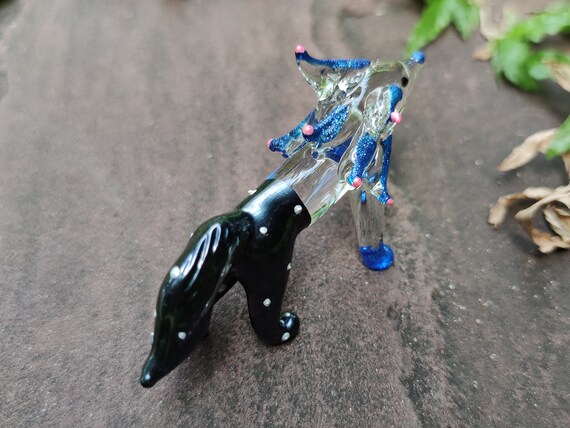 キツネのミニチュアフィギュア 動物 手描き 吹きガラス アート