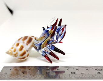 貝殻ヤドカリミニチュア置物動物手吹きガラスアートコレクションギフト
