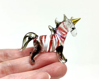 Unicorn Tiny Miniature Figurines Animals Hand Blown Color Glass Art Collectible Gift Home Decorate