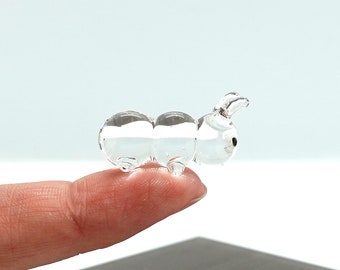Tiny Micro Crystal Worm Figurines Hand Blown Clear Glass Art Animals Collectible Gift Home Decor