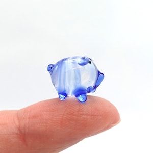 Tiny Micro Fat Pig Figurines Hand Blown Glass Art Animals Collectible Small Gift Home Décor