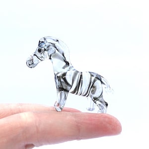 Zebra Miniature Figurines Animals Hand Blown Color Glass Art Collectible Gift Home Decorate