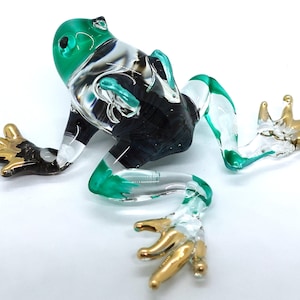 Frog Miniature Figurines Animals Hand Painted Blown Glass Art Collectible Gift Decorate