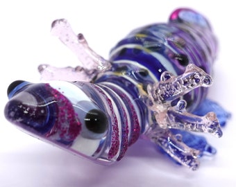 Axolotl Miniatuur Handgeblazen Kleur Glas Kunst Beeldjes Dieren Collectible Gift Home Decor 3" (Blauw Paars)