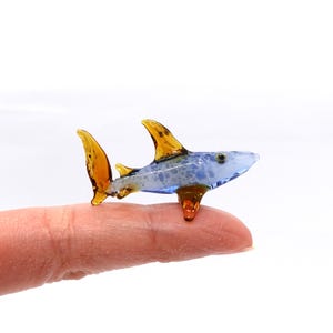 Shark Micro Tiny Figurines Hand Blown Glass Art Sea Animals Collectible Gift Home Décor