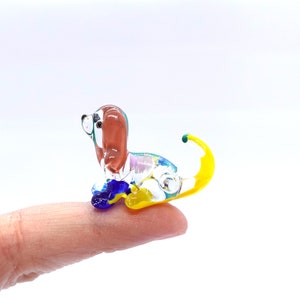 Tiny Micro Dog Puppy Sit Figurines Hand Blown Glass Art Animals Collectible Dog-lover Gift Home Décor