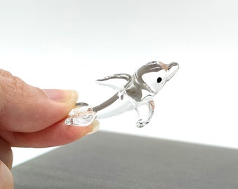 Tiny Micro Crystal Dolphin beeldjes handgeblazen helder glas kunst zeedieren collectible klein geschenk Home decor