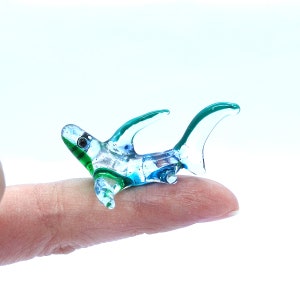 Shark Tiny Micro Figurines Hand Blown Glass Art Animals Sea Collectible Gift Home Décor