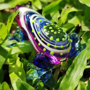 Frog Figurines Hand Painted Glitter Purple Blown Glass Art  Animals Collectible Gift Home Decor
