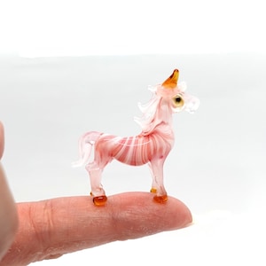 Horse Tiny Micro Figurines Hand Painted Blown Glass Art Wild Animals Collectible Gift Home Deco