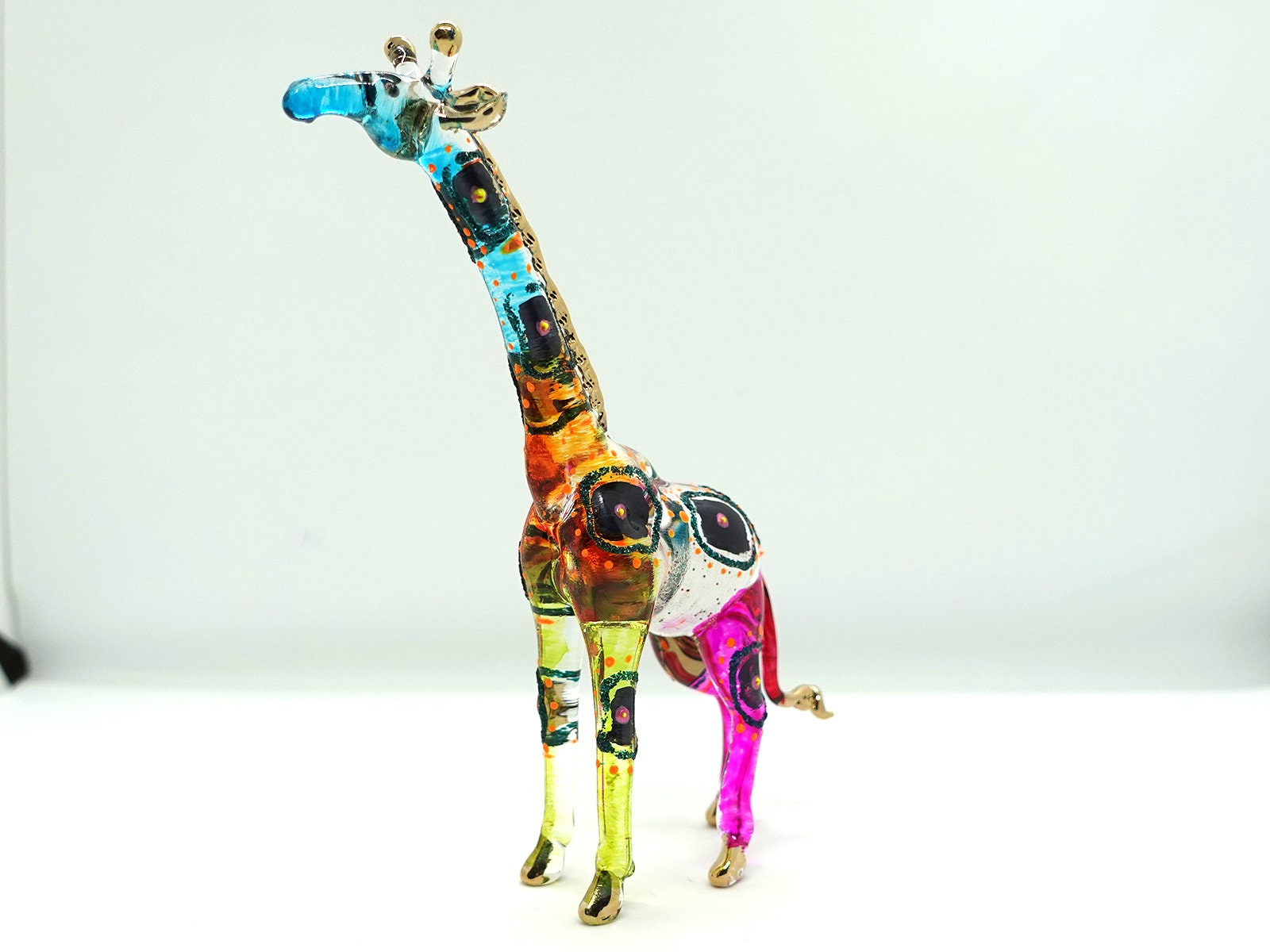 キリン ミニチュア フィギュア 動物 手描き 吹きガラス アート
