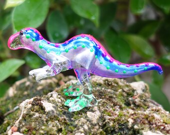 T-rex Tyrannosaurus Dinosaur Figurines Hand Painted Blown Glass