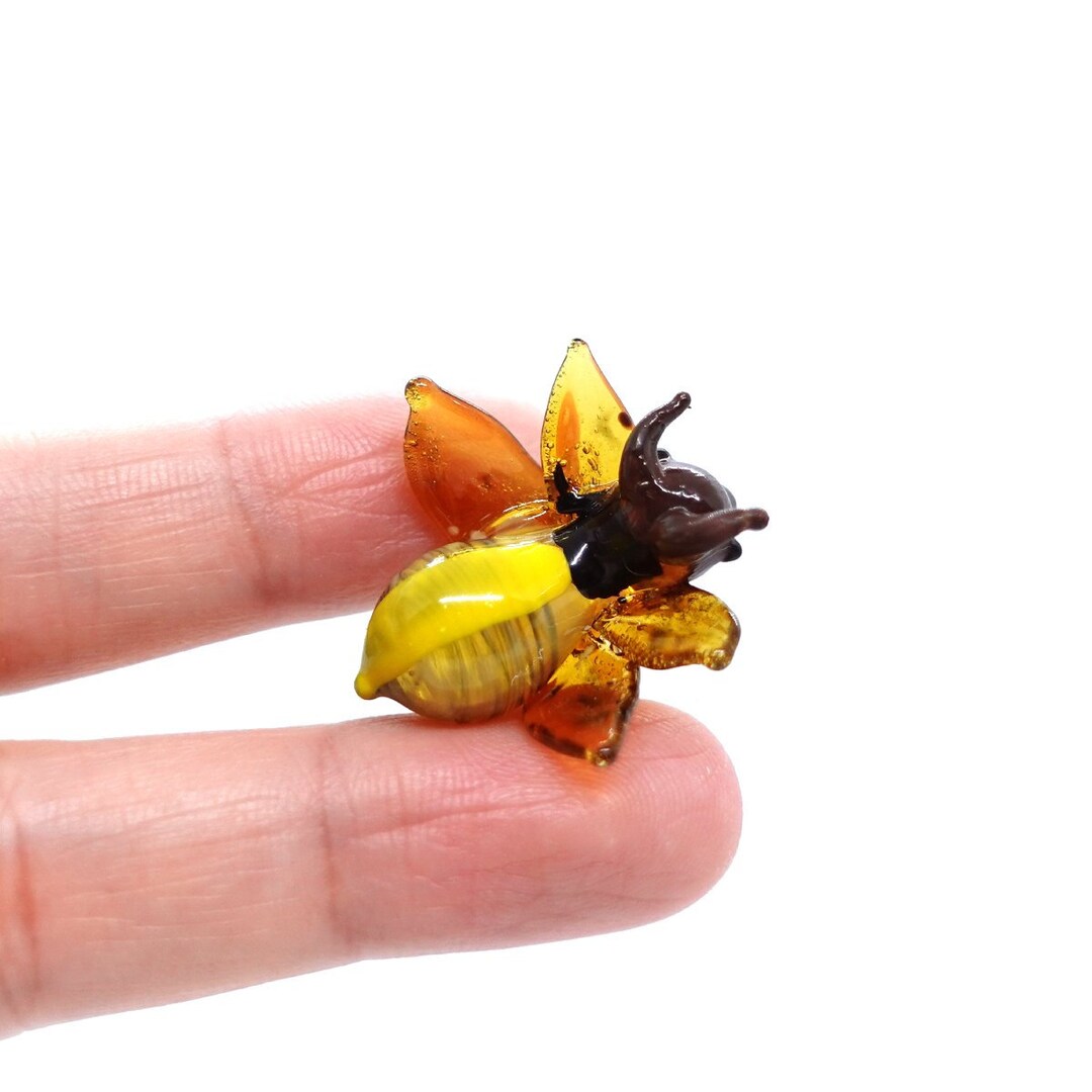 Bee Tiny Figurines Hand Blown Color Glass Art Animals Collectible Small ...