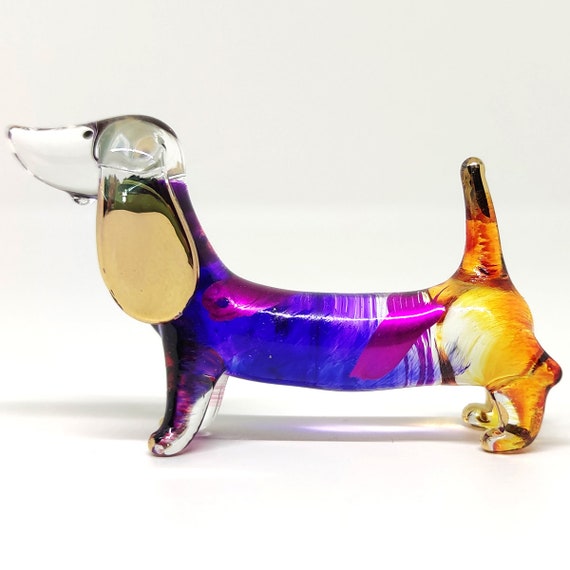 NaneTidy Figurine Teckel En Verre Soufflé à La Main – Marron Clair, 9x4x7.5 Cm, Décoration Intérieure Unique