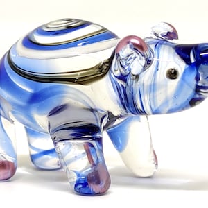 Polar Bear Miniature Figurines Animals Hand Blown Glass Art Collectible Gift Decorate, Blue