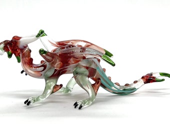 Dragon Wing Figurines Animals Hand Blown Glass Art Lucky Collectible Gift Home Decor 4 inches
