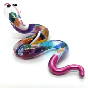 Miniaturas de cobra/cobra, animais, arte em vidro soprado à mão, presente colecionável, decoração para casa, multicolorido
