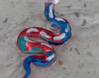 蛇の形状 ガラスアート 赤黄 蛇の形状 ガラスアート 赤黄 ヘビ（蛇