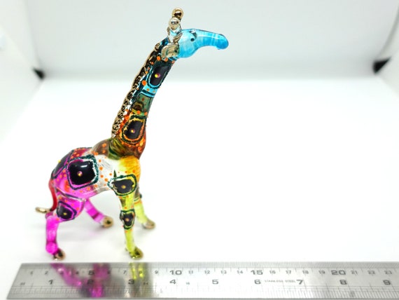 キリン ミニチュア フィギュア 動物 手描き 吹きガラス アート