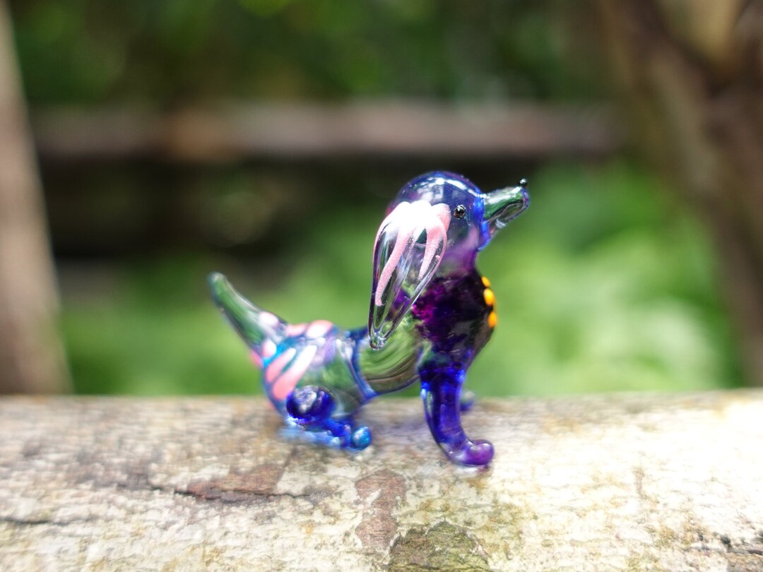 Tiny Micro Dachshund Figurines Hand Painted Blown Glass Art Etsy
