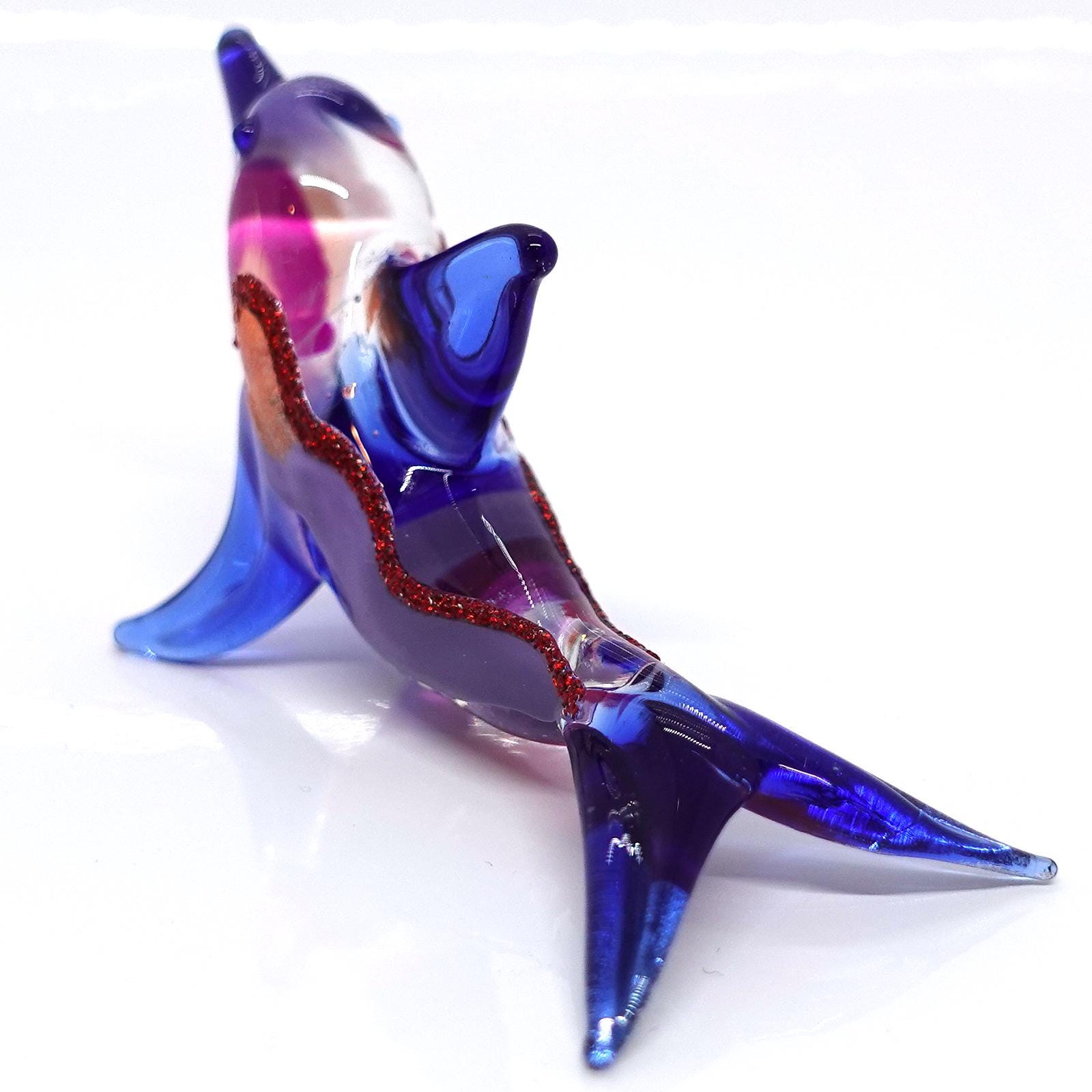 イルカ ミニチュア 小さな手吹きガラス アート フィギュア 海の動物