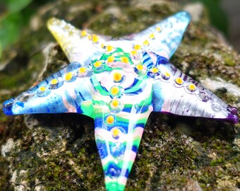Starfish Figurines Hand Painted Blue Green Blown Glass Art Sea Animals Collectible Fish Gift Home Décor