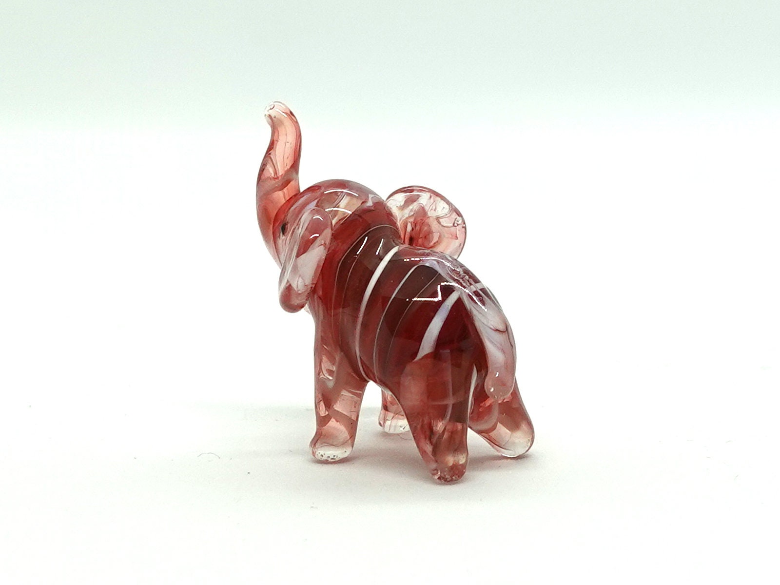 Elephant Figurines Animals Hand Painted Blown Glass Gold Trim Collectible MtC 