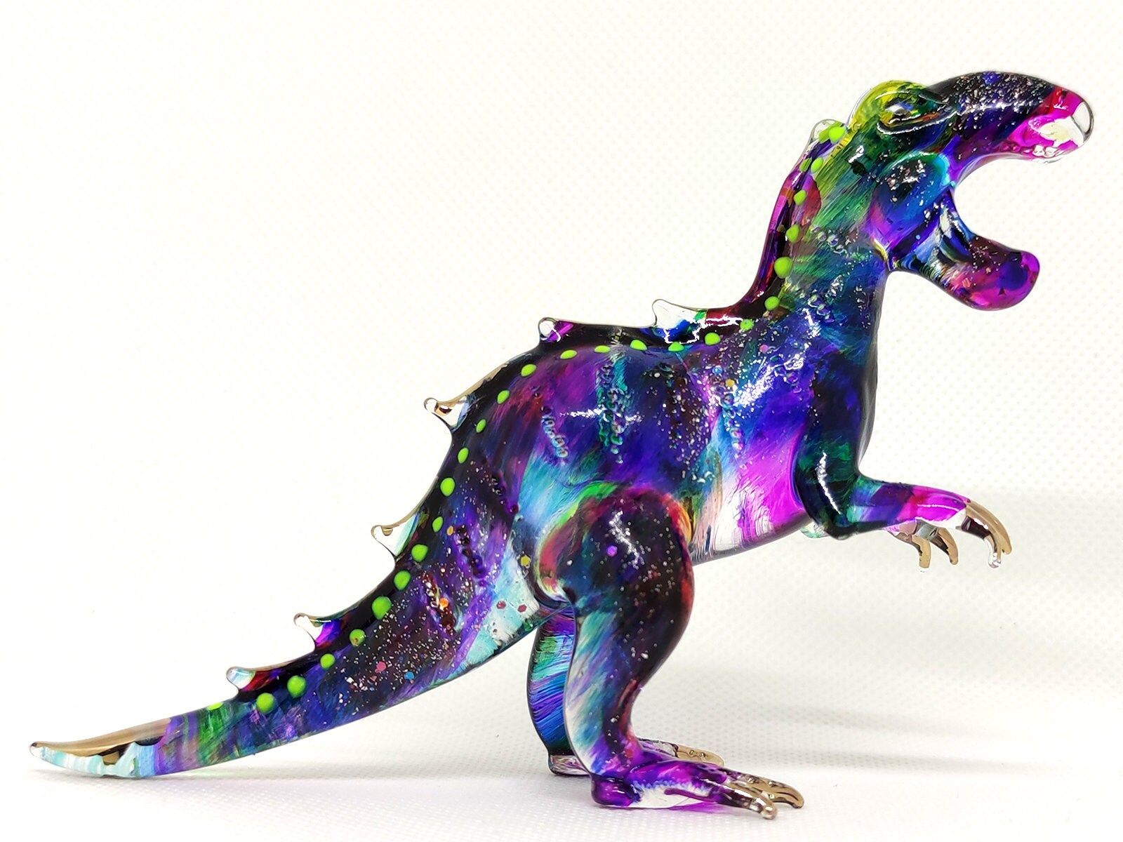 T-rex Tyrannosaurus Dinosaur Figurines Hand Painted Blown Glass