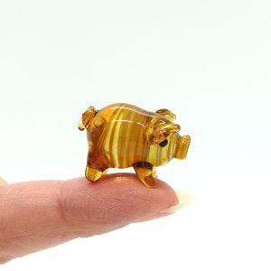 Rare Pig Micro Tiny Figurines Hand Blown Glass Art Sea Animals Collectible Gift Home Decor1 Amber