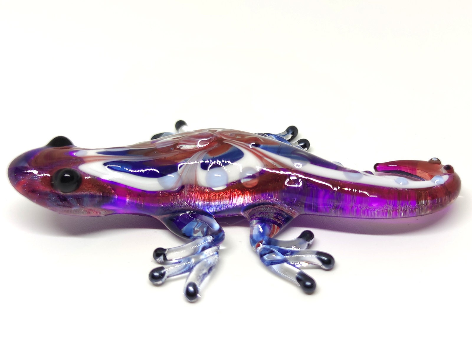 Gecko Miniatur-Figuren Aus Mundgeblasenem Glas – Handbemalt, Thailändisches Kunsthandwerk, Sammlerstück, Mehrfarbig