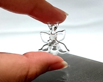 Tiny Micro Crystal Butterfly Figurines Hand Blown Clear Glass Art Animals Collectible Gift Home Decor