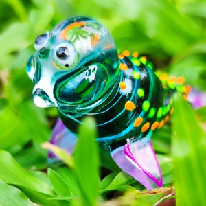 Seal / Sea lion Miniature Figurines Hand Painted Turquoise Blown Glass Art Sea Animals Collectible Gift Home Decor