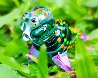 Seal / Sea lion Miniature Figurines Hand Painted Turquoise Blown Glass Art Sea Animals Collectible Gift Home Decor