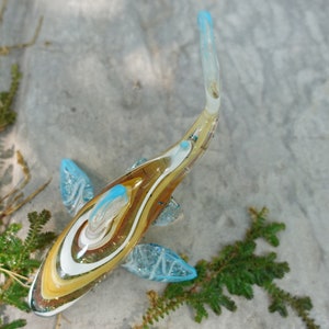 4 inches Pastel Glitter Shark Figurines Hand Blown Glass Art Ocean Animals Collectible Gift Home Décor