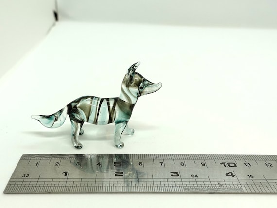 キツネのミニチュアフィギュア 動物 手吹きガラスアート コレクション