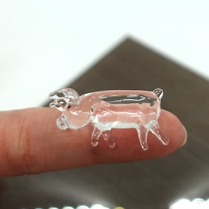 Pig Tiny Figurines Hand Blown Clear Glass Art Animals Collectible Gift Home Décor