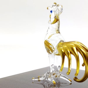 Galo de frango estatuetas em miniatura animais mão vidro soprado arte ouro guarnição presente colecionável decorar, ouro claro