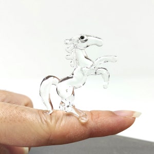 Tiny Micro Crystal Horse Figurines Hand Blown Clear Glass Art Animals Collectible Gift Home Decor#1