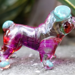 Tiny Pig Figurines Hand Painted Green Red Blown Glass Art Animals Collectible Gift Home Décor