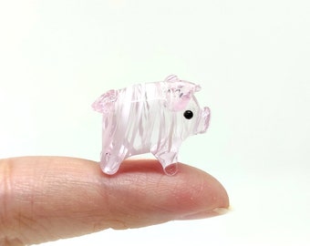 Seltene Schwein Micro kleine Figuren mundgeblasene Glaskunst Meerestiere Sammler Geschenk Wohnkultur #1