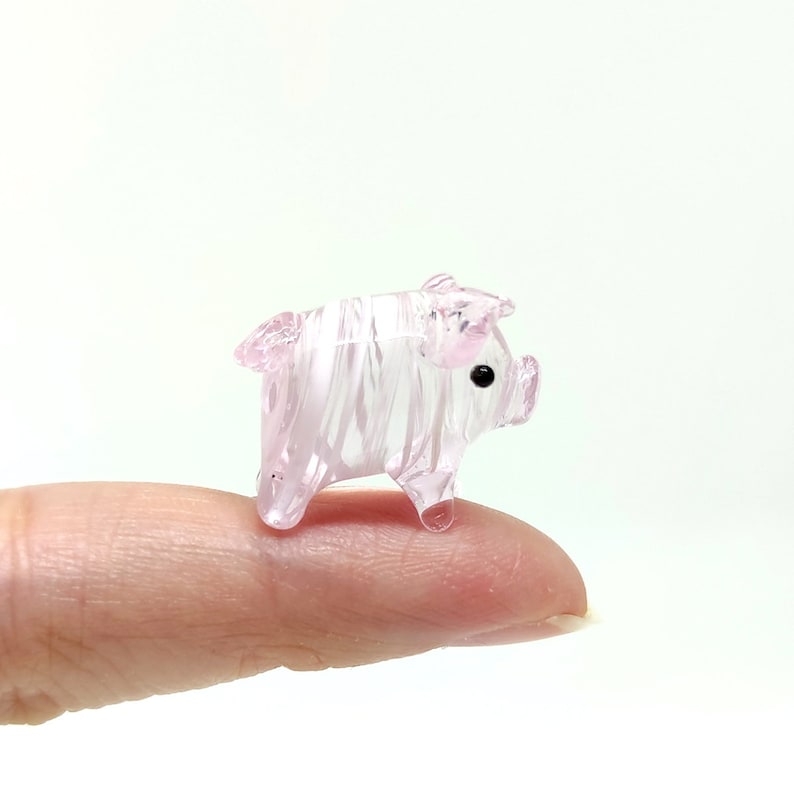 Rare Pig Micro Tiny Figurines Hand Blown Glass Art Sea Animals Collectible Gift Home Decor1 Różowy